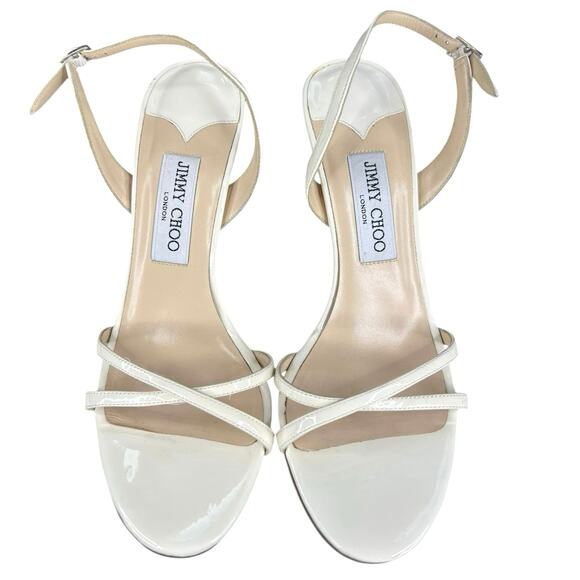 Jimmy Choo Women’s Elsy 70 White Patent Leather Slingback Heels Size 39 US 9 - Picture 7 of 11